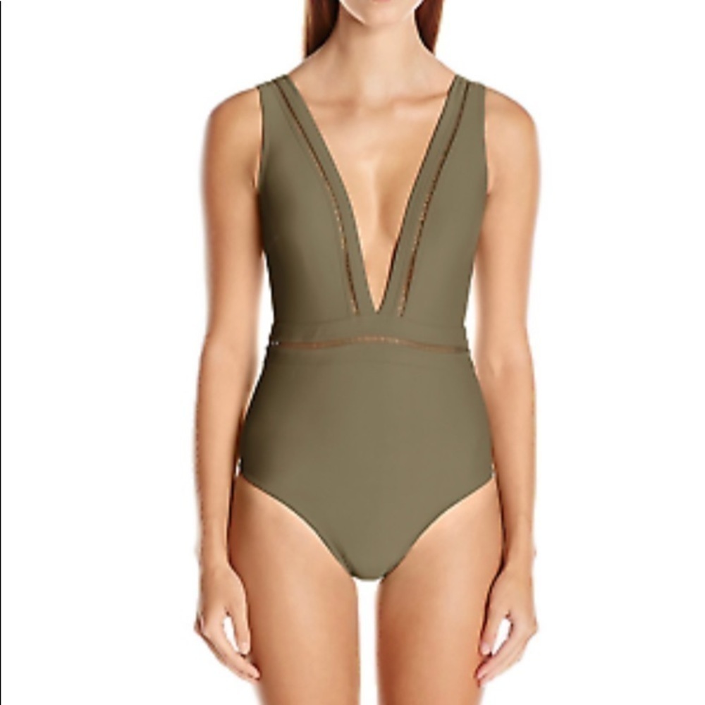 TED BAKER STARZA POINTELLE DEEP-V PLUNGE SWIMSUIT